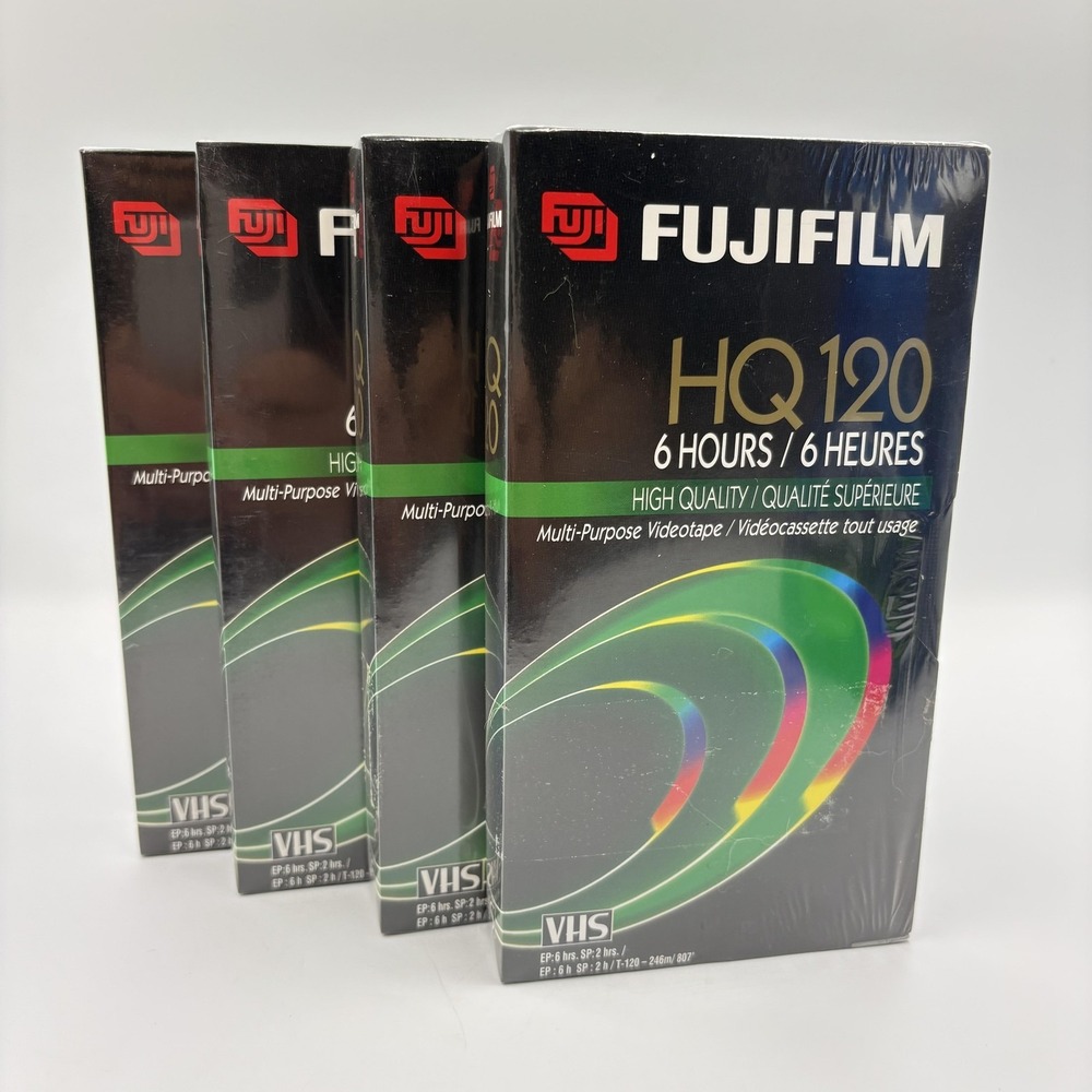 Fujifilm HQ 120 VHS Blank Video Tapes Lot 4 New Sealed 6 Hour EP‎ Recording